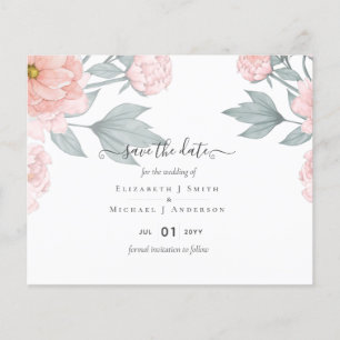 BUDGET PEONIES Pink Sage Peach Wedding Flyer