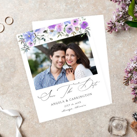 Budget Peri & Lila florales Foto Save the Date