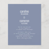 Budget Periwinkle Moderne Typografie Hochzeit (Vorderseite)