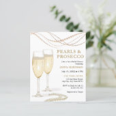 Budget Perlen & Prosecco Bridal Dusche Einladung (Stehend Vorderseite)