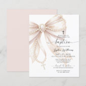 Budget Perlen-Rosenkranz Bogen Tauf-Einladung (Vorne/Hinten)