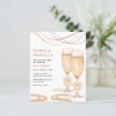 Budget Perlen und Prosecco Brautparty-Einladung  (Stehend Vorderseite)
