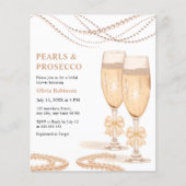 Budget Perlen und Prosecco Brautparty-Einladung  (Vorderseite)