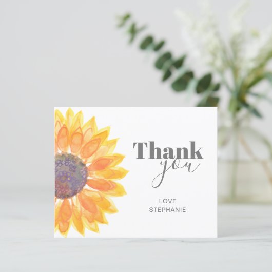 Budget Personalisierte Sonnenblume Danke Karte (Stehend Vorderseite)