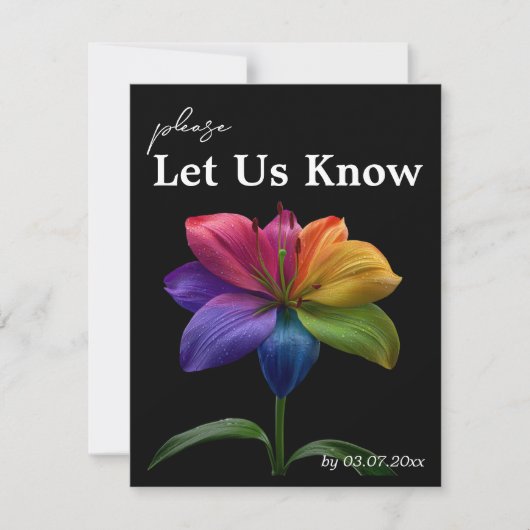 🌈 Budget Petals & Pride: DJ Edition RSVP Karte (Vorderseite)