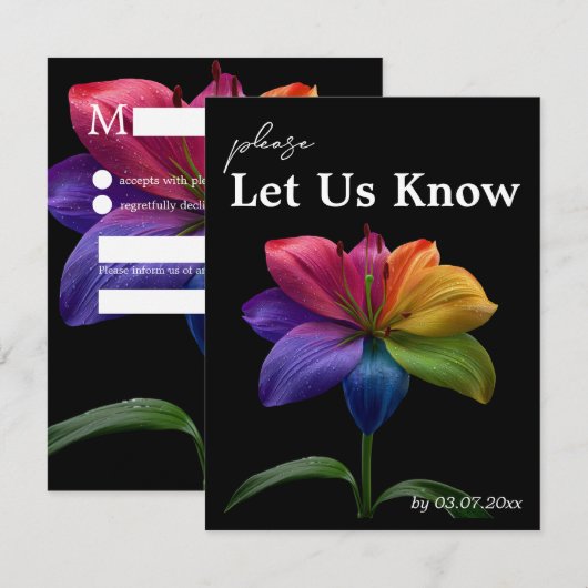 🌈 Budget Petals & Pride: DJ Edition RSVP Karte (Vorne/Hinten)