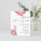 Budget Petals & Prosecco 30. Geburtstag Blumenrosa (Stehend Vorderseite)