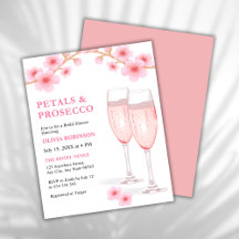 Budget Petals & Prosecco Pink Brautparty Einladung