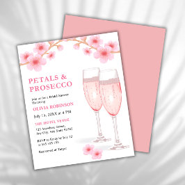 Budget Petals & Prosecco Pink Brautparty Einladung