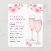 Budget Petals & Prosecco Pink Brautparty Einladung (Vorderseite)
