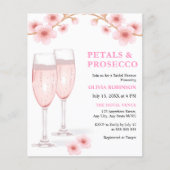 Budget Petals & Prosecco Pink Brautparty Einladung Flyer (Vorne)