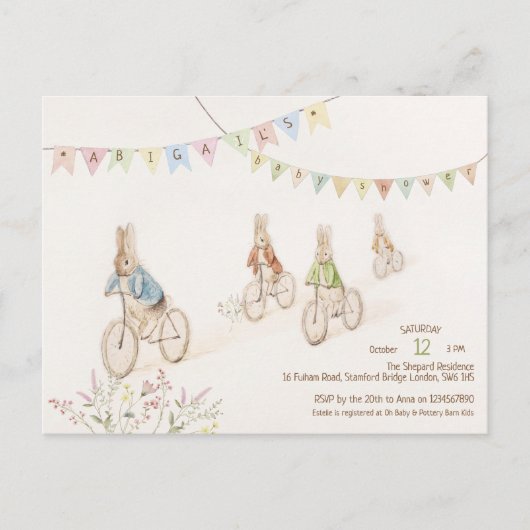 Budget Peter der Rabbit Bunny Gender Baby Dusche Postkarte (Vorderseite)