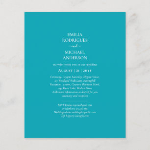 BUDGET Pfau Blau Türkis Monochrome Hochzeit Flyer