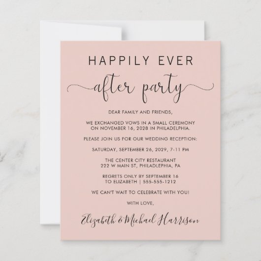 Budget Photo Blush Wedding Reception Invitation (Vorderseite)