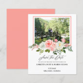 Budget Photo Pink floral Wedding Save the Date (Vorne/Hinten)