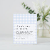 Budget Picnic Baby Shower Blue Gingham Vielen Dank (Stehend Vorderseite)