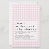 Budget Picnic Park Baby Dusche Pink Gingham Einlad (Vorderseite)