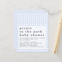 Budget Picnic Park Baby Shower Blue Gingham laden