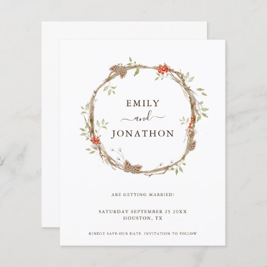 Budget Pine Berries feierliche Hochzeit retten Dat (Vorne/Hinten)