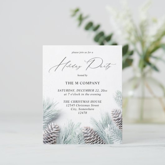 Budget Pine Cone & Snow Holiday Party (Stehend Vorderseite)