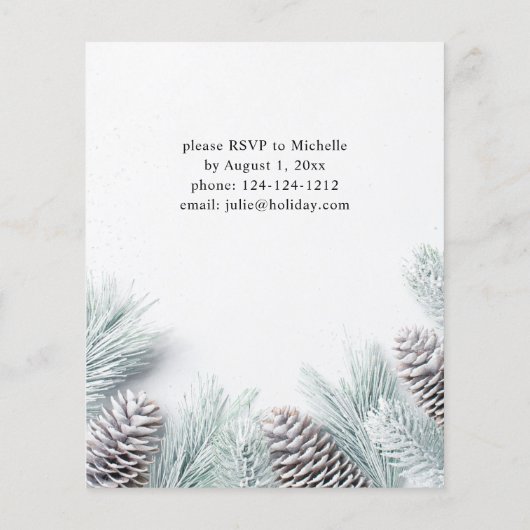 Budget Pine Cone & Snow Weihnachten Party Flyer (Hinten)