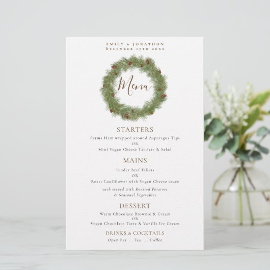 Budget Pine Cone Wreath Weihnachtsmenü (Stehend Vorderseite)