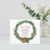 Budget Pine Cone Wreath Weve Moving Holiday Card (Stehend Vorderseite)
