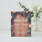 Budget Pine & Gold Ornament Rustic Holiday Party (Stehend Vorderseite)