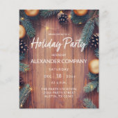 Budget Pine & Gold Ornament Rustic Holiday Party (Vorderseite)