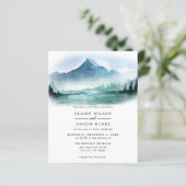 Budget Pine Mountains Lake Wedding Einladung (Stehend Vorderseite)