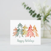 Budget Pine Tree Wasserfarben Weihnachtskarte (Stehend Vorderseite)