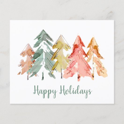 Budget Pine Tree Wasserfarben Weihnachtskarte (Vorderseite)