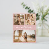 Budget Pink 3 Foto Collage Wedding Vielen Dank (Stehend Vorderseite)