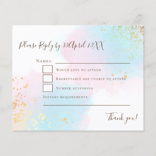 Budget Pink Aquamarin mit Gold Confetti Wedding RS (Vorderseite)
