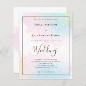 Budget Pink Aquamarin Watercolor Hochzeit Einladun (Vorne/Hinten)