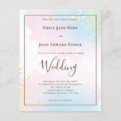 Budget Pink Aquamarin Watercolor Hochzeit Einladun (Vorderseite)