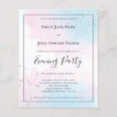 Budget Pink Aquamarin Watercolor Silver Wedding Ab (Vorderseite)