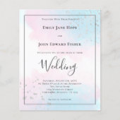 Budget Pink Aquamarin Watercolor Silver Wedite Ein (Vorderseite)
