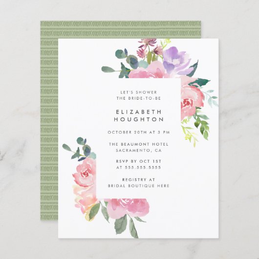 Budget Pink Aquarellfarben Rose Sommer Brautparty (Vorne/Hinten)