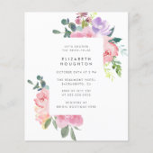 Budget Pink Aquarellfarben Rose Sommer Brautparty (Vorderseite)