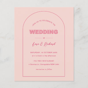 Budget Pink Arch Moderne, fette Schriftart Hochzei Flyer