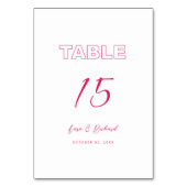Budget Pink Arch Moderner, feiner Text Tischnummer (Rückseite)