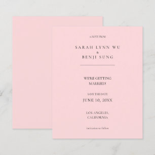 Budget Pink B Minimalist Mod 2V2 Save-the-Date-Kar
