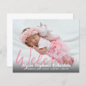 Budget Pink Begrüßung Multi Foto Baby Ankündigung (Vorne/Hinten)