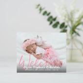 Budget Pink Begrüßung Multi Foto Baby Ankündigung (Stehend Vorderseite)