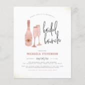 Budget Pink Black & Gold Champagne Bridal Brunch (Vorderseite)