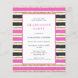 Budget Pink Black Stripe Abschluss Einladung