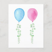 Budget Pink Blue Balloons Gender Reveal Einladung (Rückseite)