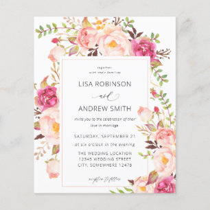 Budget Pink Blühender Rosa Blumen Hochzeit V3 Flyer