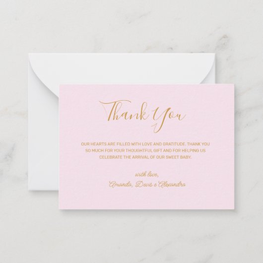 Budget Pink Blume Foto Baby Danke Karte (Rückseite)